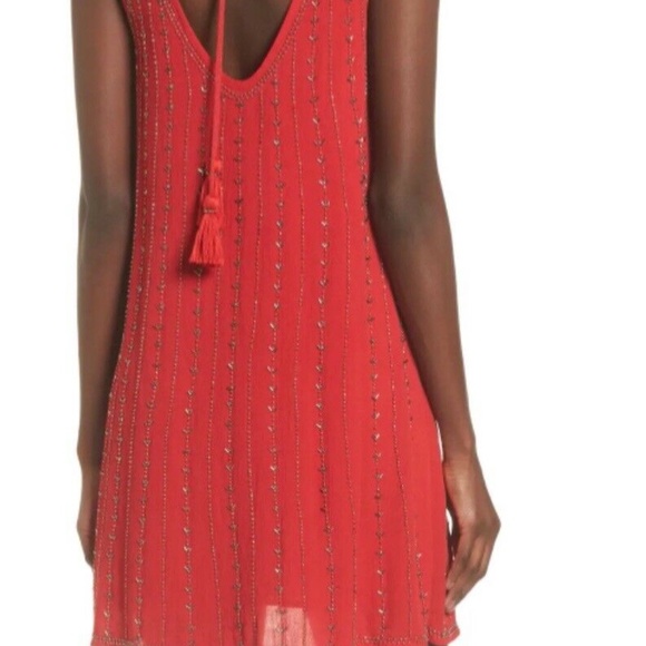 Lost + Wander Hand Beaded Swing Dress in Red NWT - Picture 5 of 9
